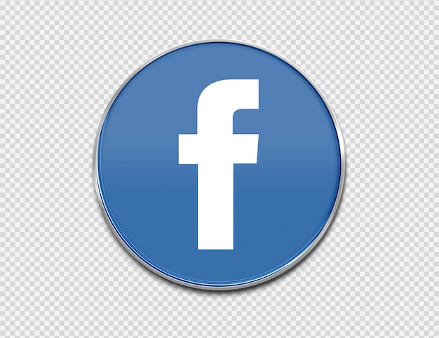 Realistic Facebook 3D Icon Isolated on Transparent Background