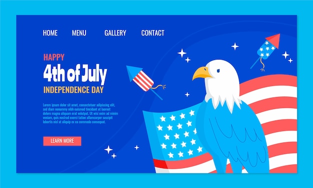 Flat 4th of July Landing Page Template – Free Download