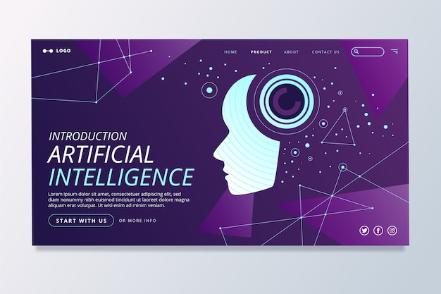 Vector Templates for Artificial Intelligence Landing Page – Free Download