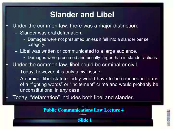 PPT Slander and Libel PowerPoint Presentation free download ID5522134