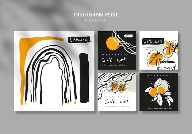 Hand drawn arts and handcraft Instagram posts