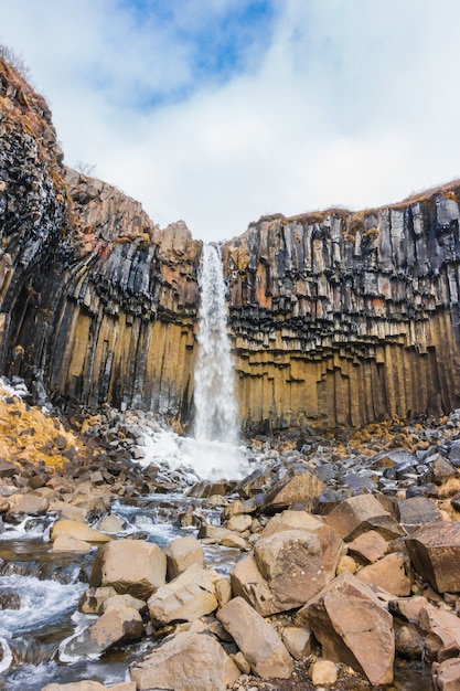 Beautiful Famous Waterfall in Iceland, Winter Season