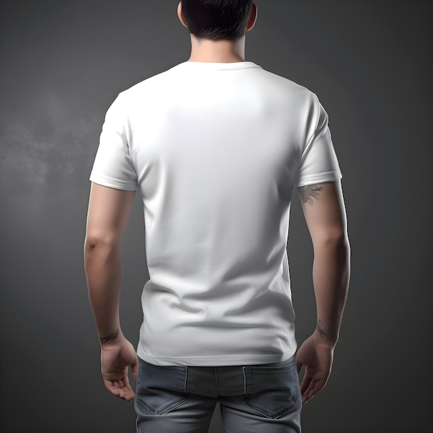 White t shirt mockup front view isolated on grey background