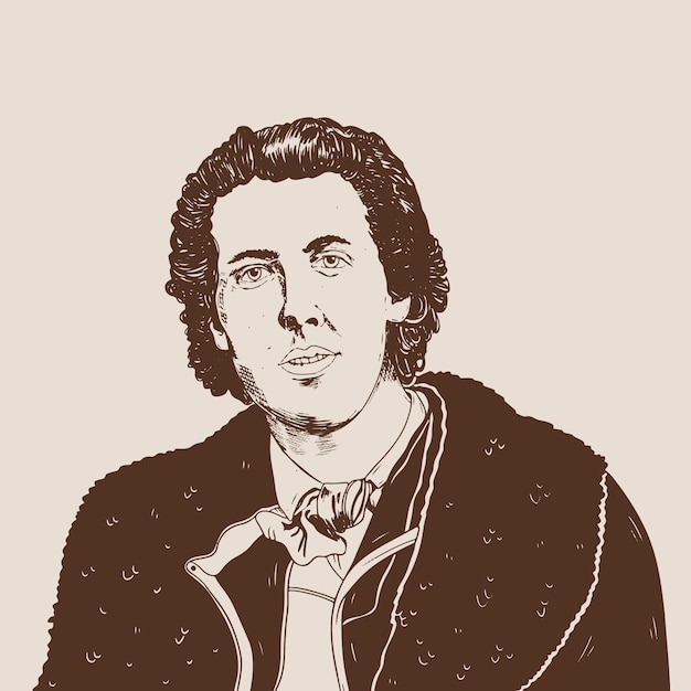 Hand drawn Oscar Wilde illustration