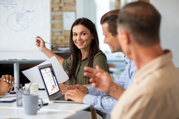 People Smiling in Conference Room Free Stock Photo