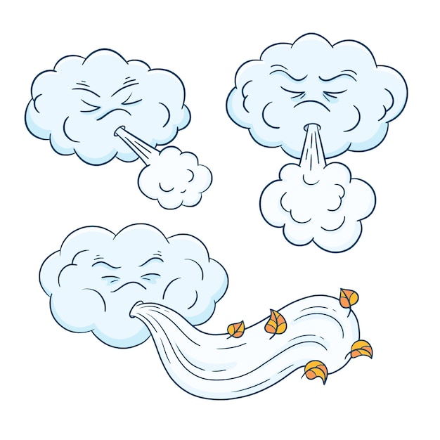 Hand drawn wind cartoon illustration