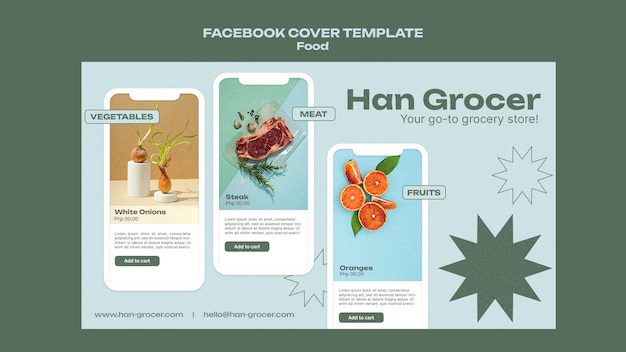 Delicious Food Facebook Cover in Flat Design