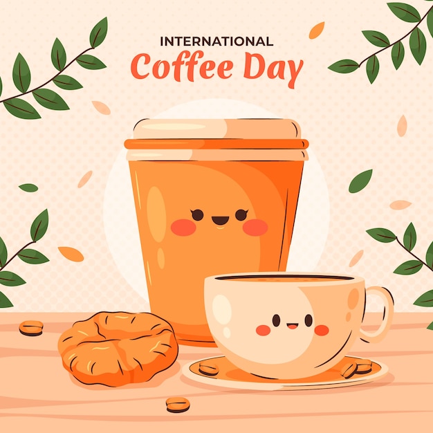 International Coffee Day Illustration – Free Stock Photo Vector Template