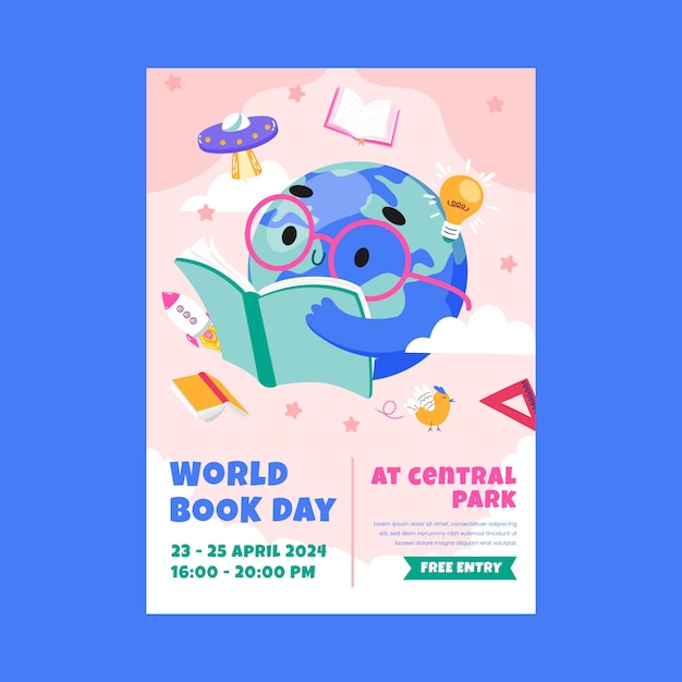 World Book Day Celebration Vertical Poster Template