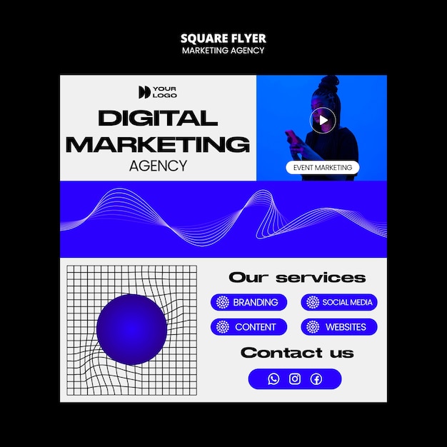 Flat Design Marketing Agency Square Flyer