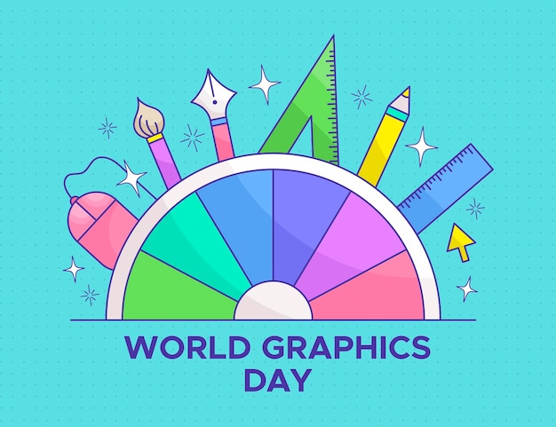 Hand drawn world graphics day illustration