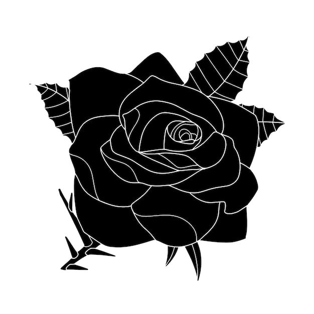 Hand drawn rose silhouette free download