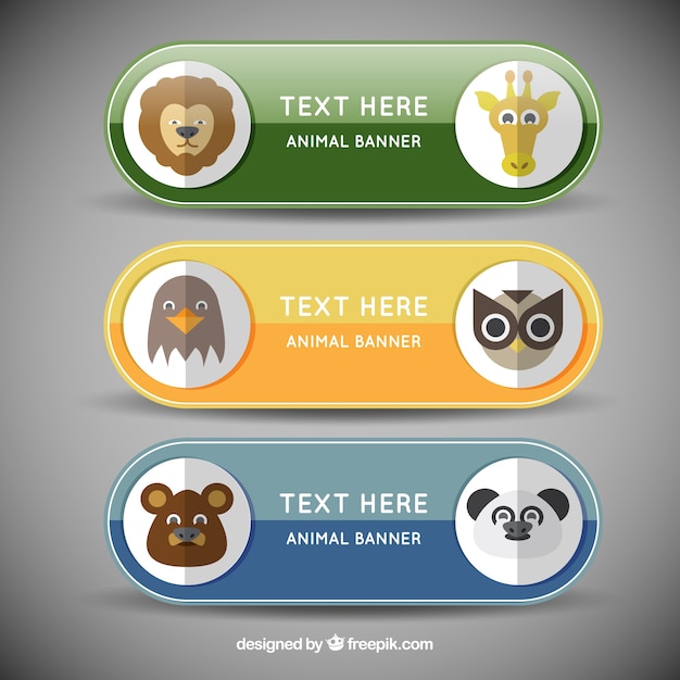 Vector Templates: Round Banners with Animals