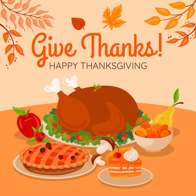 Flat Illustration for Thanksgiving Day Celebration