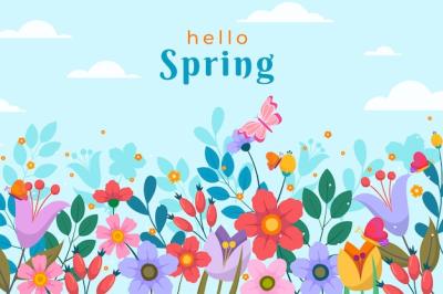 Flat floral spring background – Free Download