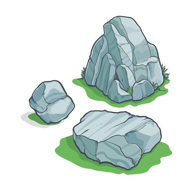 Hand Drawn Stone Rock Outline Set: Free Download