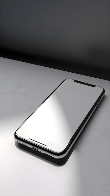 Smartphone with a blank screen on a gray background 3d rendering