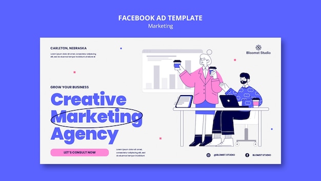 Hand Drawn Marketing Concept Facebook Template