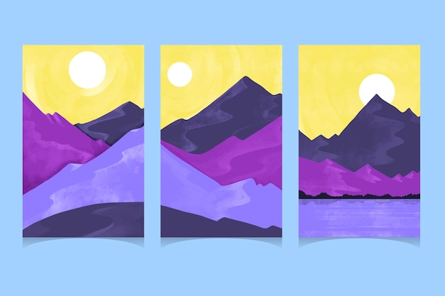 Watercolor Minimal Landscape Covers