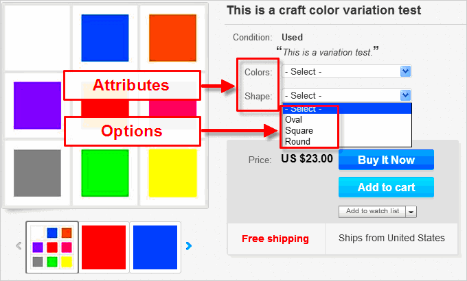 Creating eBay Variation Listings