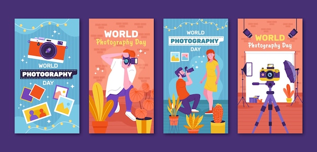 Flat Instagram Stories for World Photography Day Celebration