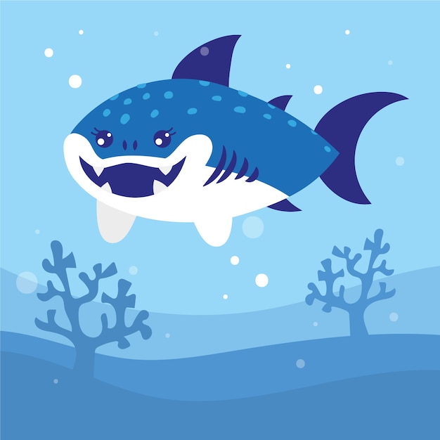 Flat design baby shark