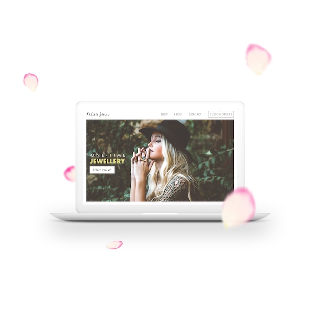 Laptop and Petals Mock Up – Free Download