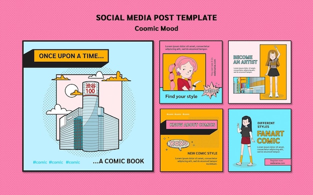 Comic design social media post template