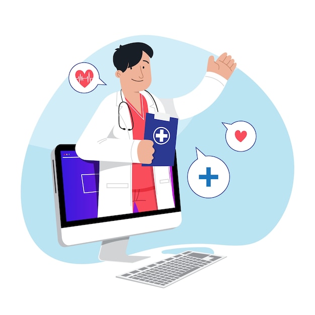 Online Doctor Concept Vector Templates – Free Download