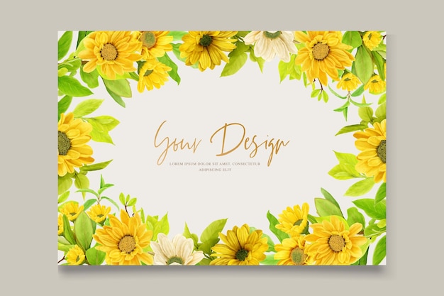 Sunflower ornament wedding invitation card set