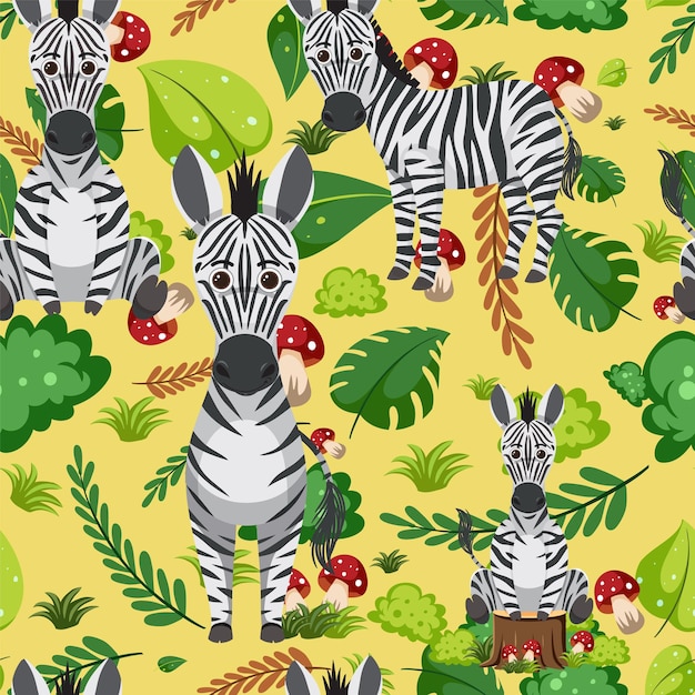 Cute Zebra Seamless Pattern – Free Download