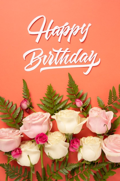 Happy Birthday with Flowers Composition – Free Download