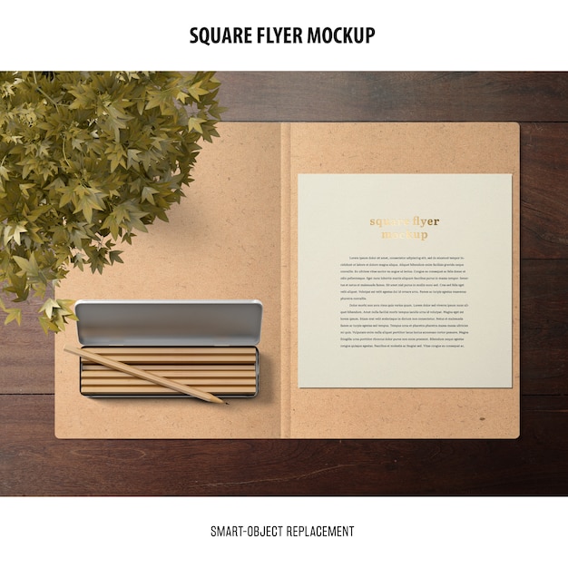 Square Flyer Mockup – Free Download PSD Template