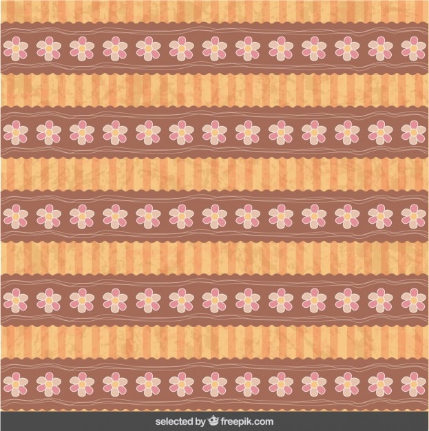 Striped Pattern with Flowers – Free Download Vector Templates