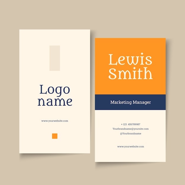 Flat minimal vertical double-sided business card template