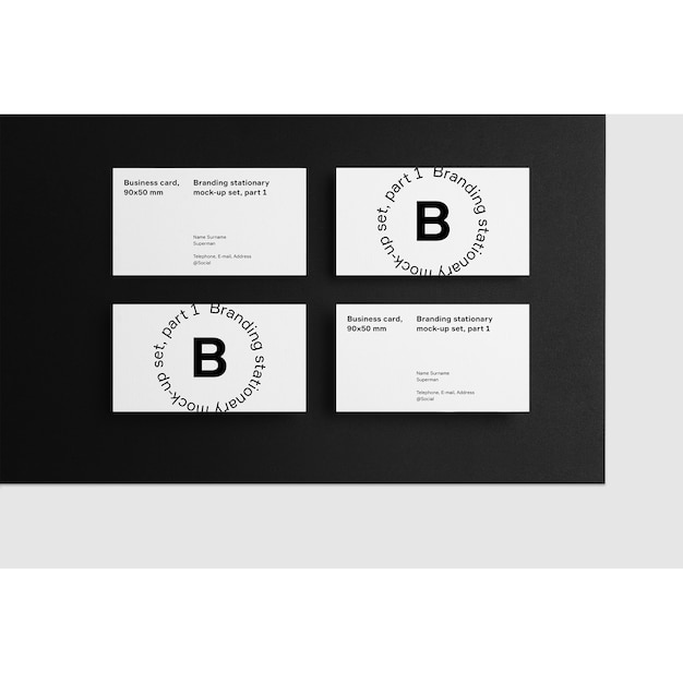 Business Card Mockup on Black Background