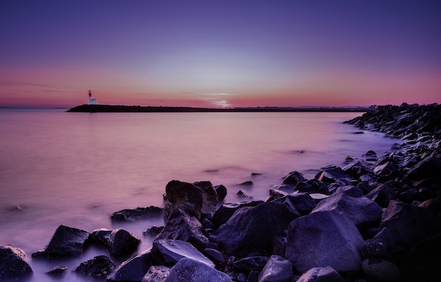 Magnificent Sunset at a Sea Shore Long Shot