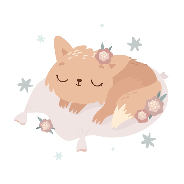 Cute Sleeping Cat Illustration