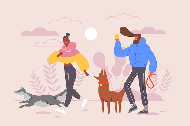 Vector Templates: People walking the dog design – Free Stock Photo Download