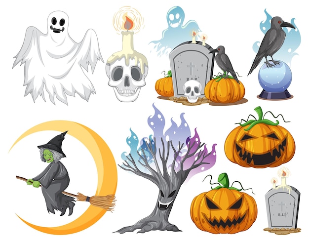 Witches and Wizard Objects Vector Template for Free Download