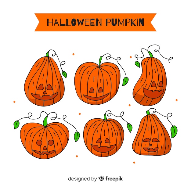 Hand Drawn Halloween Pumpkins: Free Download Vector Templates