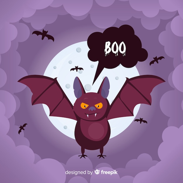 Terrific Halloween Bat with Flat Design – Free Download