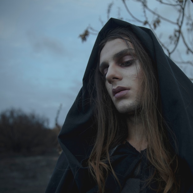 Close-up of Halloween Masculine Model Looking Away