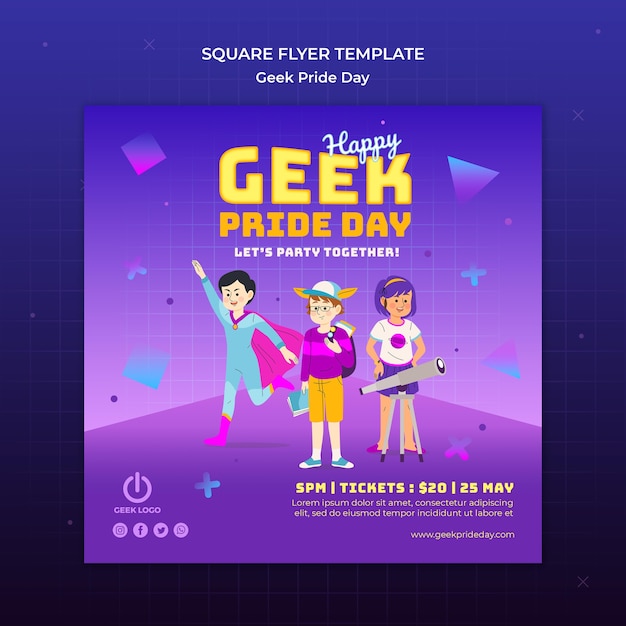 Geek Pride Day Flyer Template with Superhero