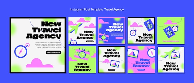 Flat design travel adventure instagram posts