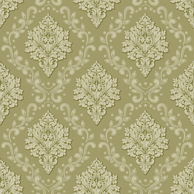 Vector Volumetric Damask Seamless Pattern Background