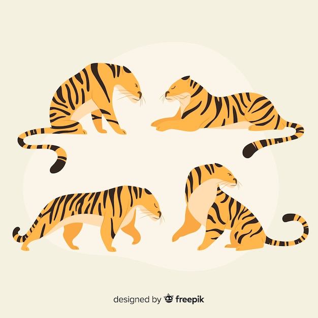 Hand drawn tiger collection with free download options