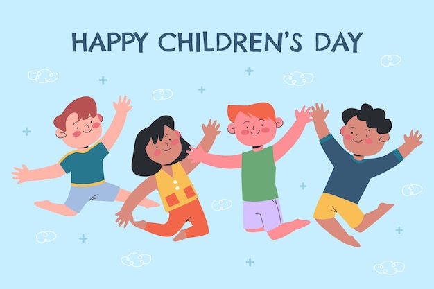 Hand drawn flat world children’s day background