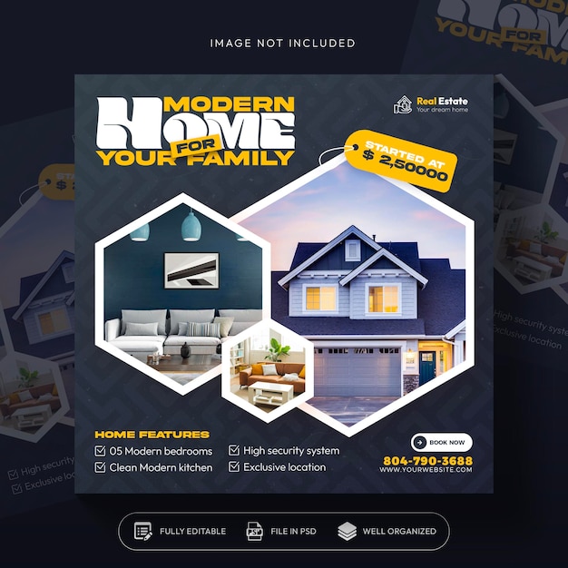 Real Estate House Property Instagram Post or Social Media Post Banner Template