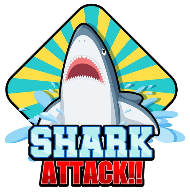 A Marine Logo with Big Blue Shark and Shark Attack Text